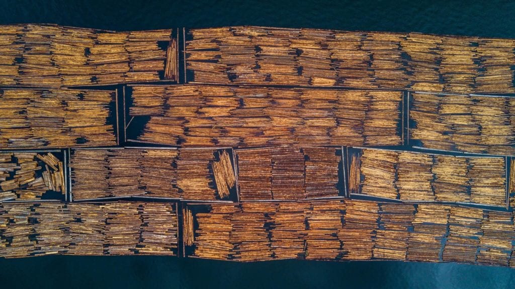 Floating timber, Malcolm Island, Canada